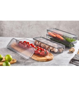 Mina Organizer Plastik Raf, Şeffaf Füme Kapaklı 4 X 750 Ml, Füme