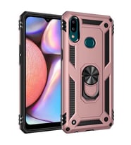 Samsung Galaxy A10S Kılıf Metal For Car Yüzüklü Standlı Military Ring Serisi (Rose)