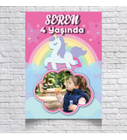 UNICORN TEMALI DOĞUM GÜNÜ AFİŞİ Resimli