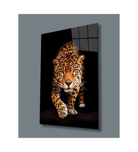 Miyrem Glasses Collection -A1^#  Jaguar Hayvan Portresi Uv Baskılı Cam Tablo (Çok Renkli)