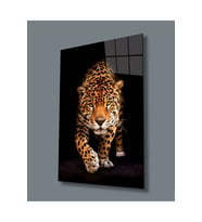 Miyrem Glasses Collection -A1^#  Jaguar Hayvan Portresi Uv Baskılı Cam Tablo (Çok Renkli)