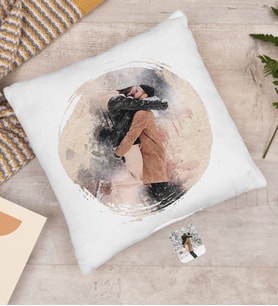BK Gift Kişiye Özel Suluboya Beyaz Yastık, Suluboya Portresi, Arkadaşa Hediye, Sevgiliye Hediye, Ev Hediyesi-3