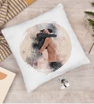 BK Gift Kişiye Özel Suluboya Beyaz Yastık, Suluboya Portresi, Arkadaşa Hediye, Sevgiliye Hediye, Ev Hediyesi-3
