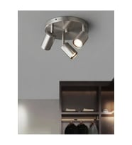 3’lü Hareketli Üçlü LED Spot Avize Mat İnox Kaplama Metal Gövde GU10 OS RAM LED Tasarruflu Ampullü Yön Verilebilir Modern Tavan Aydınlatma Avize