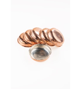 DMT COPPER GAZİANTEP DÖVME BAKIR ÇEREZLİK SETİ KAHVALTILIK KURUYEMİŞ REÇEL 6 'LI SET(10cm X 3cm)
