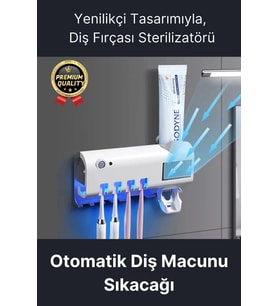 Akıllı Güneş Enerjili Usb Şarjlı Diş Macunu Sıkacağı 4 Diş Fırçası UV Işık Sterilizatörü Temizleyici