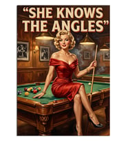 She Knows The Angles Yazılı Pin-up Bilardo Dekoratif Kanvas - Mdf Ahşap Tablo