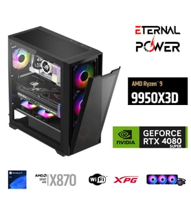 ETERNAL POWER  RYZEN 9 9950X3D 64GB DDR5 1TB M.2  RTX 4080 SUPER X870 WIFI 1000W 360M (Siyah)