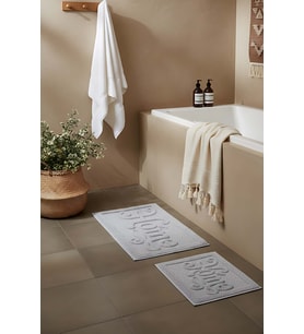 Açık Gri Home Kabartmalı Pamuklu 2’li Banyo & Klozet Paspas Takımı