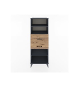 Hyperion Dolap 3 Raflı 2 Çekmeceli 60x44x163 Antrasit-Çam