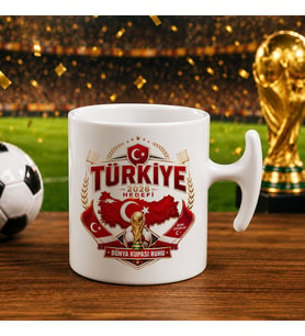BK Gift Türkiye Taraftar Temalı Dünya Futbol Kupası Tasarımlı Hammer Kupa Bardak-2 Tek Yürek Milli Takım Ruhu