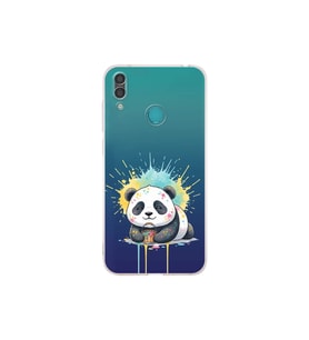 Huawei Y7 2019 ile Uyumlu Splash Panda Tasarımlı Şeffaf Silikon Kılıf