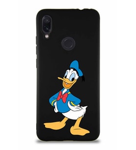 Xiaomi Redmi Note 7 Soft Premier Kapak Donald Duck-C Tasarımlı Silikon Kılıf - Siyah (Şeffaf)