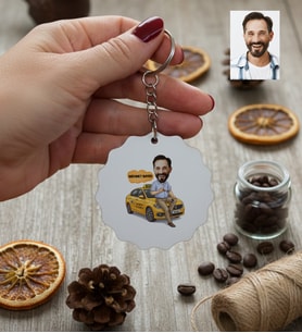 Kişiye Özel Karikatürlü Taksici Anahtarlık Doğum Günü Hediyesi