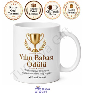 Yılın Babası Ödülü Kupa Tasarımlı Kupa Bardak Babalar Günü Hediye