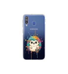 Samsung Galaxy M30 ile Uyumlu Splash Kirpi Tasarımlı Şeffaf Silikon Kılıf