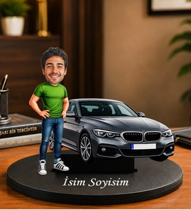 Kişiye Özel Araba Biblo – İsimli Karikatür Tasarımlı Otomobil Temalı Dekoratif Hediye
