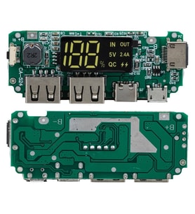 Dijital Ekranlı Çift USB 5V 2.4A Type-C ve MicroUSB Powerbank Modülü