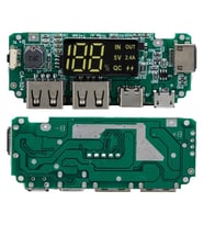 Dijital Ekranlı Çift USB 5V 2.4A Type-C ve MicroUSB Powerbank Modülü