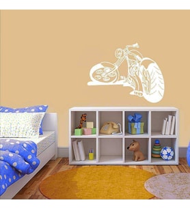Yaratıcı Motosiklet Silüeti Dekoratif Genç Odası Duvar Sticker, Çıkartma Beyaz