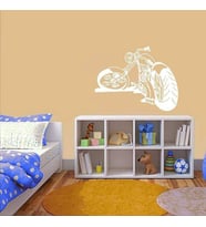 Yaratıcı Motosiklet Silüeti Dekoratif Genç Odası Duvar Sticker, Çıkartma Beyaz