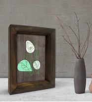 BK Gift Minimal Çiçekler Tasarımlı Dekoratif Doğal Masif Ahşap Çerçeve 15x20cm-1 (Beyaz)