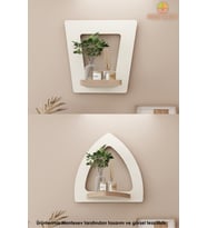 Ahşap Dekoratif Duvar Rafı 2 li Set ( MTS-176 ) (Beyaz)