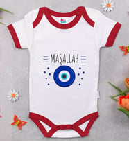 BK Kids Maşallah Tasarımlı Kırmızı Bebek Body Zıbın-1