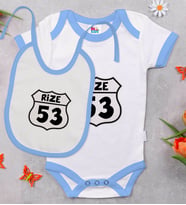 BK Kids Rize Tasarımlı Mavi Bebek Body Zıbın ve Mama Önlüğü Hediye Seti-1