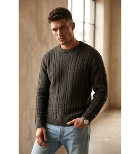 Erkek Yuvarlak Yaka Relaxed Fit Kazak