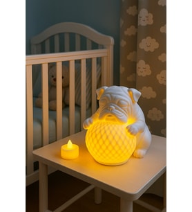 Bulldog Tasarımlı 3D Dekoratif Masa Lambası, Estetik Çocuk Odası Gece Lambası, Tealight 25 x 25 cm