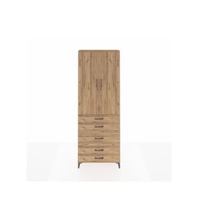 Arges Dolap 4 Raflı 5 Çekmeceli 2 Kapaklı 88x30x243 Çam-Çam