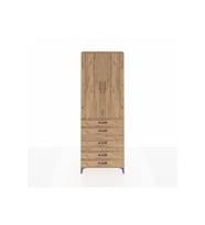 Arges Dolap 4 Raflı 5 Çekmeceli 2 Kapaklı 88x30x243 Çam-Çam