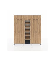 Hyperion Dolap 12 Raflı 9 Kapaklı 2 Askılı 220x44x243 Antrasit-Çam/Çam