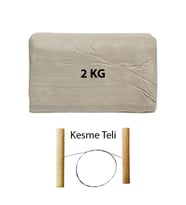 Beyaz Seramik Hamuru 2 kg Seramik Çamuru Çamur Kesme Teli Seramik Kili Şekillendirme Seti
