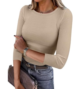 Makeni Kadın Slim Fit Sıfır Yaka Uzun Kollu Esnek K.Korse Top & Body - (Vizon)