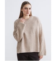 LCW EVERYDAY Bej Bisiklet Yaka Oversize Kadın Triko Kazak