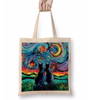 Cat Van Gogh's Cats Kedi Bez Çanta Uzun Saplı