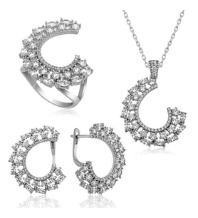 Gümüş Markiz Taşlı Bayan Set