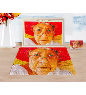 BK Gift Kişiye Özel Tam Boy Büyükanne Karikatürlü 1000 Parça Profesyonel Puzzle-1
