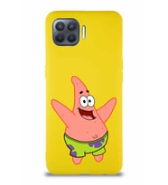 Oppo Reno 4 Lite Soft Premier Kapak Patrick Yıldız Tasarımlı Silikon Kılıf - Sarı (Şeffaf)