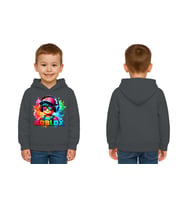 Unisex roblox Baskılı Çocuk Swaetshirt  Baskılı Kapüşonlu 3 İplik Şardonlu (Füme)