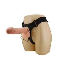 LilituShop 26 cm Belden Bağlamalı İçi Dolu Titreşimli Büyük Strapon Penis