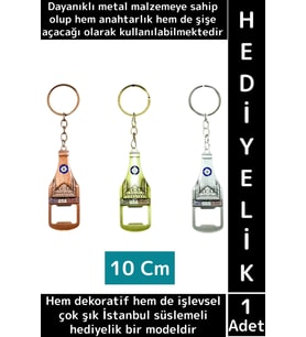 Dekoratif Hediyelik Çok İşlevli Şık İstanbul Motifli Dayanıklı Metal Şişe Açacağı Anahtarlık 2 in 1