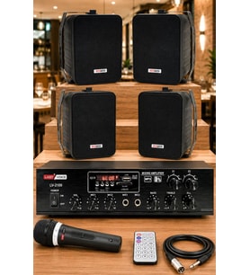 Lastvoice Black Soft Paket-3 Hoparlör Anfi Mikrofon Mağaza Ses Sistemi