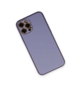 İphone 12 Pro Max Kılıf Coco Deri Silikon Kapak - Açık Lila