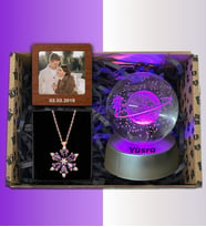 Kişiye Özel Fotoğraflı Renk Değiştiren Led Işıklı Cam Satürn Kız Küre Lamba Kar Küresi Lotus Kolye