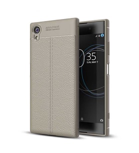 Sony Xperia XA1 Plus Kılıf Deri Tarzı Niss Silikon Case (Gri)