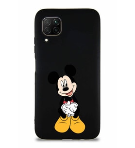 Huawei P40 Lite Soft Premier Kapak Mickey Mouse-A Tasarımlı Silikon Kılıf - Siyah (Şeffaf)