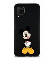 Huawei P40 Lite Soft Premier Kapak Mickey Mouse-A Tasarımlı Silikon Kılıf - Siyah (Şeffaf)